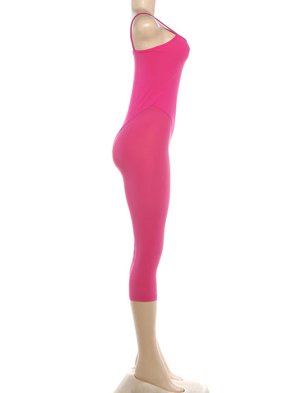 Kliou Sporty Style Sling Playusits Woman Summer Trend Low-Neck Backless Look Slimmer Skinny High Stretch Sexy Fashion Rompers