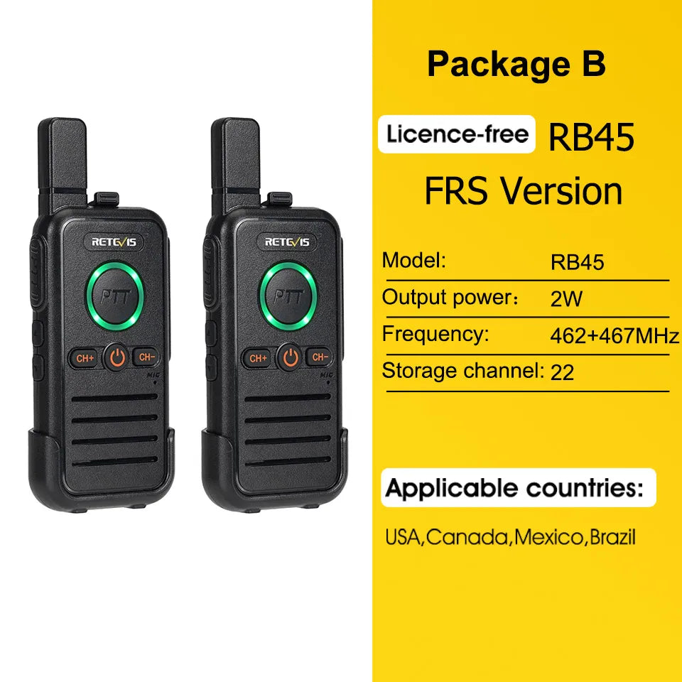 Retevis RB645 Walkie Talkie PMR446 Dual PTT Professional Portable Lincense-free Two Way Radio VOX USB-C for Hotel Restaurant