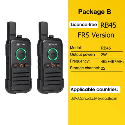 Retevis RB645 Walkie Talkie PMR446 Dual PTT Professional Portable Lincense-free Two Way Radio VOX USB-C for Hotel Restaurant