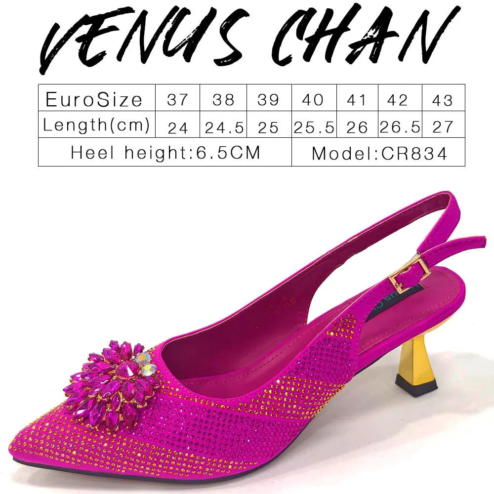 Newest Arrivals Special Design Silver Color African Women Shoes and Bag Set Pointed Toe Pumps for Wedding Party