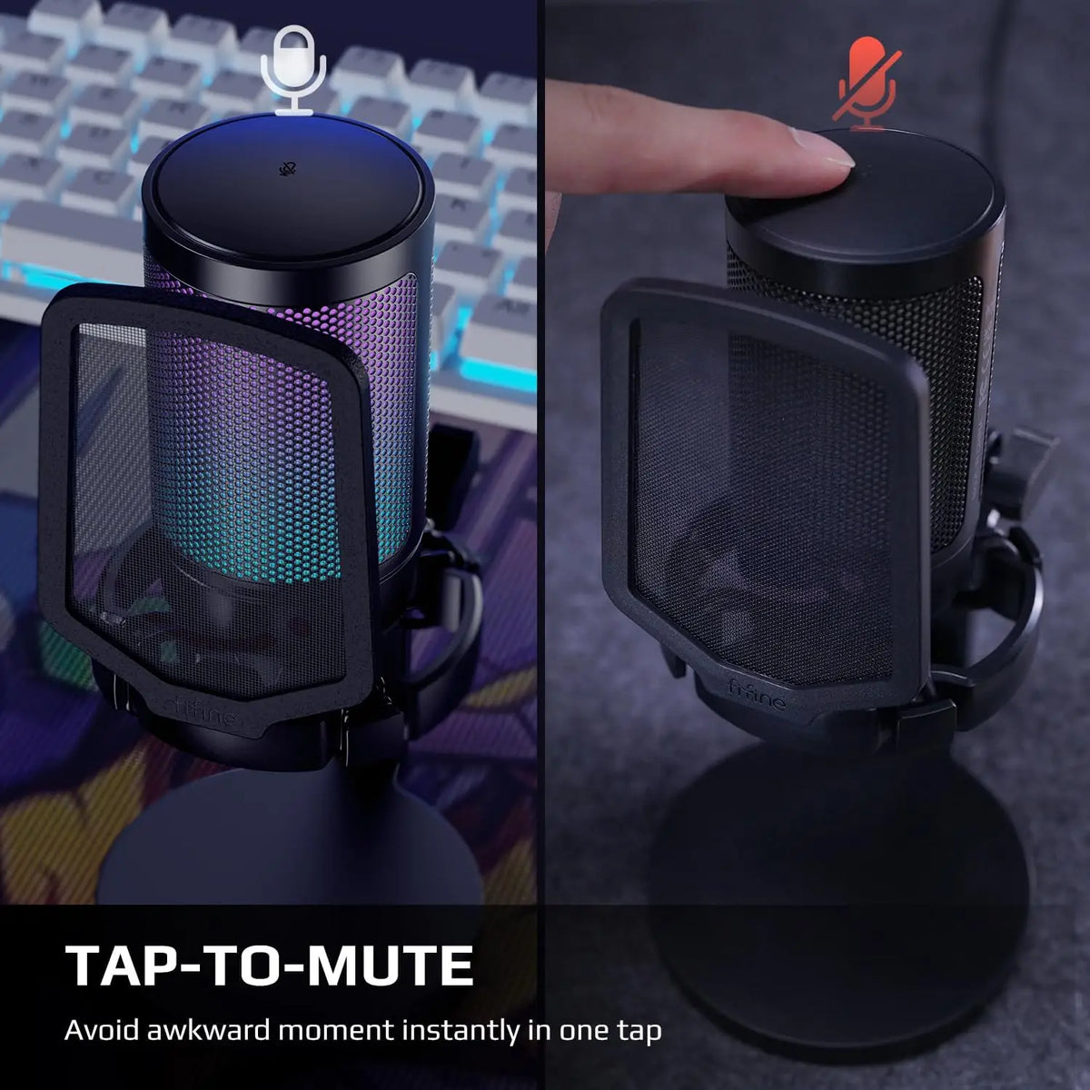 FIFINE AmpliGame Gaming Microphone with Shock Mount,Gain Knob,Touch-mute,Streaming Podcast Condenser Mic for PC,Switch,PS5-A6NEO