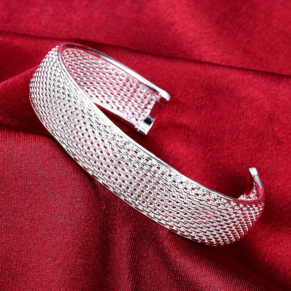 Trendy 925 Sterling Silver Big Bangles Bracelet Cute Charms for Women Lady Fashion Jewelry Adjustment Cuff Wedding Luxury