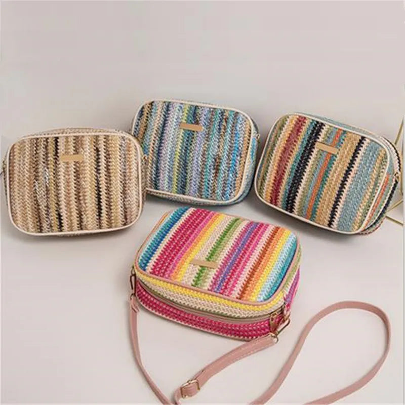 Trendy Ladies Bags, Fashionable and Artistic Weaving, Multi-color Straw Woven Bags, Ethnic Style Crossbody Bags, Women's Bags