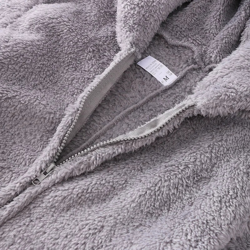 Sexy Cute Plush Autumn Winter Long Sleeve Hooded Romper Back Butt Bum Open Ass Flap Plush Jumpsuit Women Thick Sleepwear
