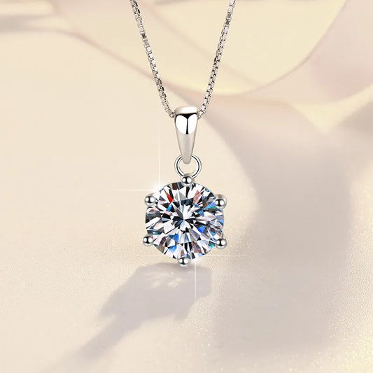 1Carat Genuine Moissanite Pendant Necklace for Women Top-Quality 925 Sterling Silver High End Jewelry Ideal for Weddings Parties