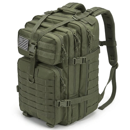 45L Tactical Fishing Backpack Molle Water Resistant Outdoor Tackle Bag Large Capacity Storage Camping Hiking Travel Rucksack Trekking Men Women Anglers Fishermen Rod Reel Gear Durable Multi Pocket Wear Resistant Lake River Se