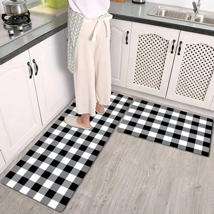 Black White Buffalo Plaid Floor Mats Home Decor Living Room Area Entrance Non-slip Rugs Balcony Hallway Bathroom Toilet Carpets