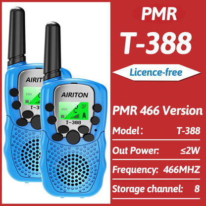 2PCS AIRITON T-388 Kids Walkie Talkie Children 3 Mile Range Two Way Receiver Electronic Radio Flashlight Children Gift for Kid