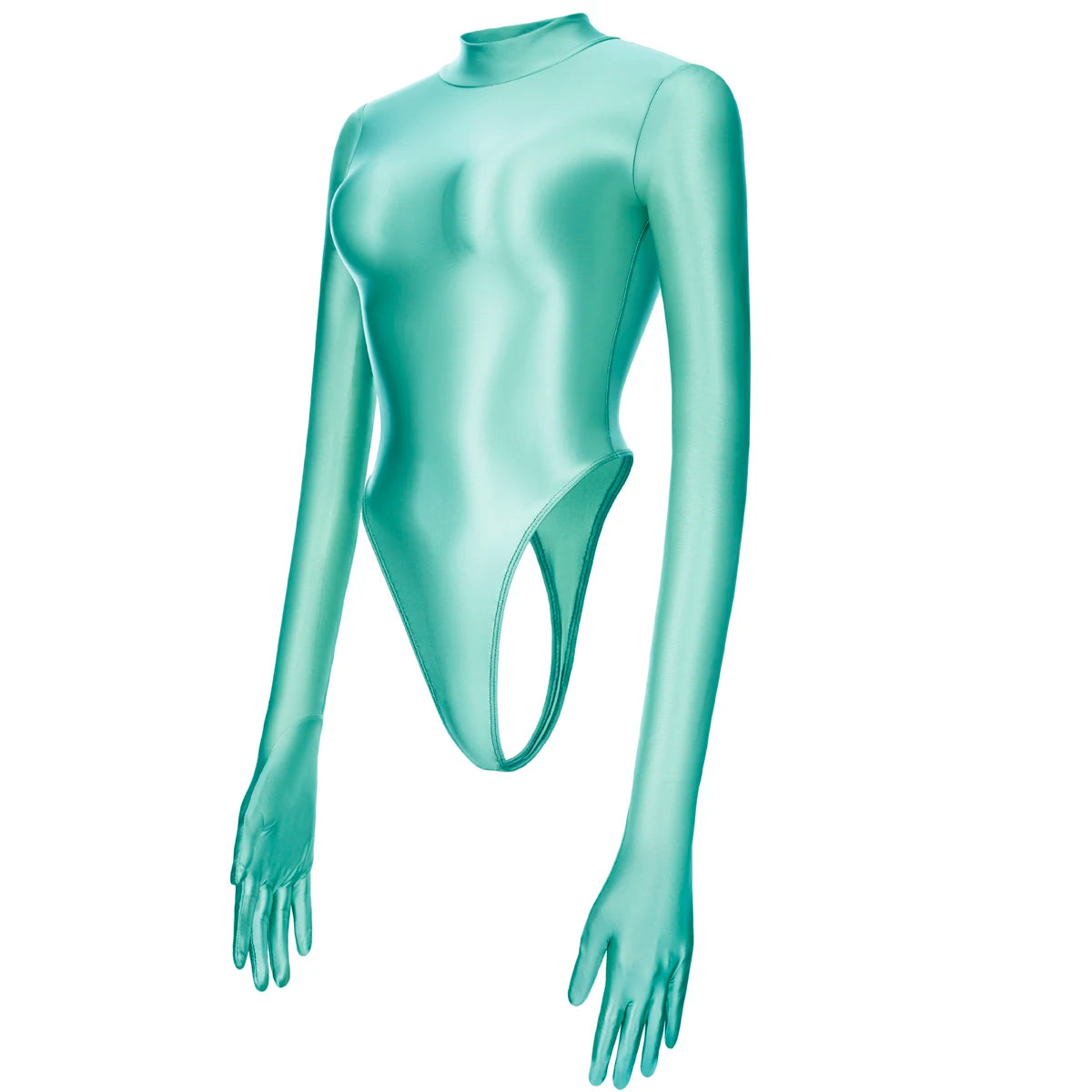 Women Sexy Japanese Onepiece High Cut T-shaped Quickdry Swimwear Longsleeve High Neck Thong Tight Bodysuit Leotards Bathing Suit