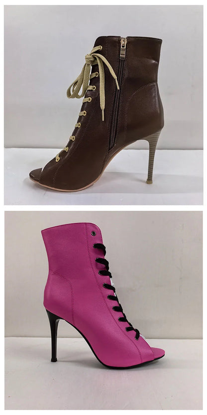 3.7 inches Exotic 9.5cm Heel 7cm Platform Jazz Short Twisted buttocks Boots Nightclub Show Women's Ankle Booties Fetish Punk