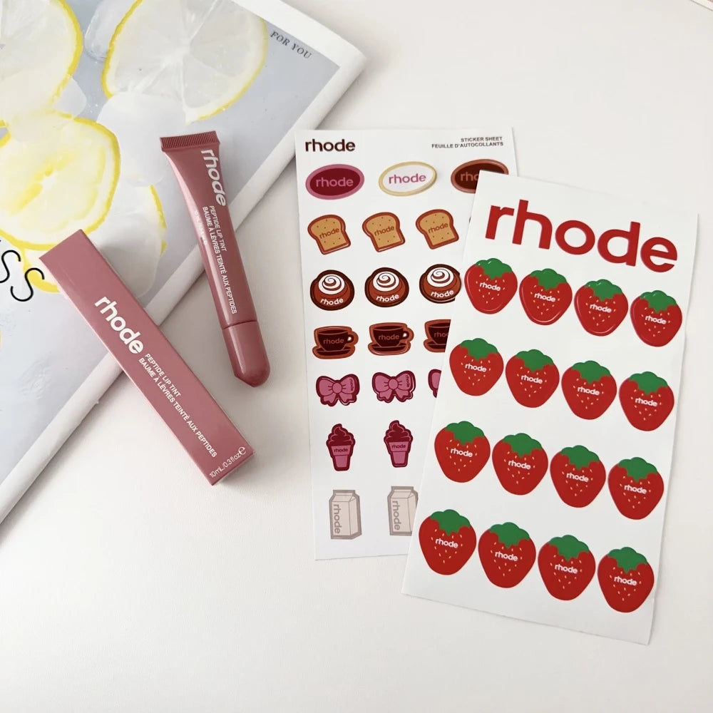 Rhode Summer Lip Moisturizer Lip Balm Smoothing Lipstick Lines Lasting Nourishing Women Makeup Daily Gloss Care with Stickers