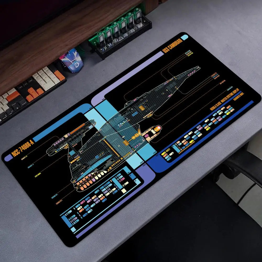 Starship Blueprint Pad Desk Pad Mouse Pad Gamer Computer Cabinet Star Trek Game Office Accessories Keyboard Anime Extended Large