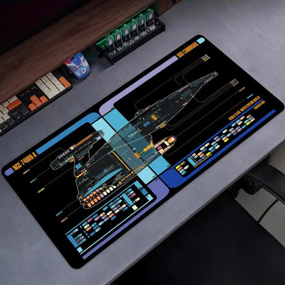 Starship Blueprint Pad Desk Pad Mouse Pad Gamer Computer Cabinet Star Trek Game Office Accessories Keyboard Anime Extended Large