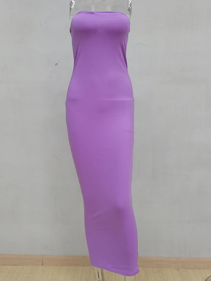 Summer Women's Sexy Sleeveless Chest Wrapped Long Beach Dress