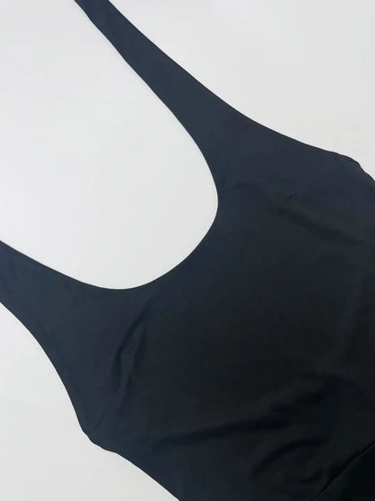 Sexy Playsuits Women Basic Solid Summer Casual Halter Low-cut Backless Stretch Skinny Rompers Female Gym Work Out One Piece New