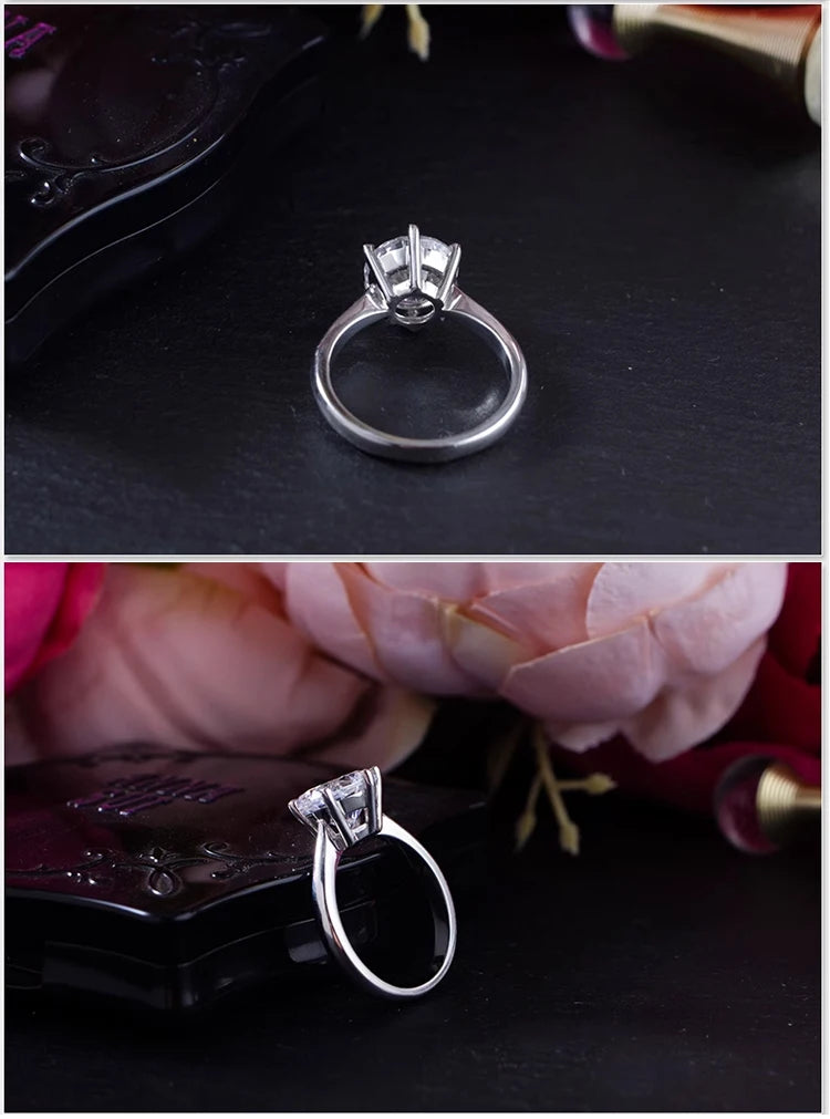 JEWELLWANG 18K Pure Gold Lab Grown Diamond Ring for Women 0.5-3.0ct D VVS Engagement/Wedding/6 Claws Luxury Synthetic Ring(IGI)