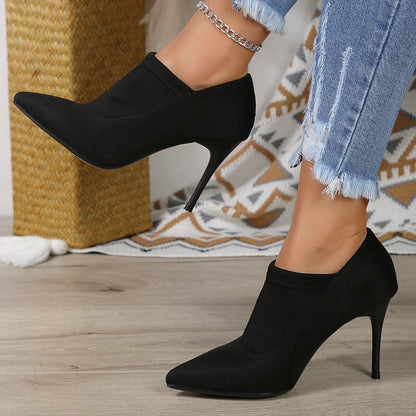 Spring and Autumn Women Designer Comfortable High Heels Snow Boots Women Elegant Baotou Pointed Toe Ankle Boots Shoes for Women
