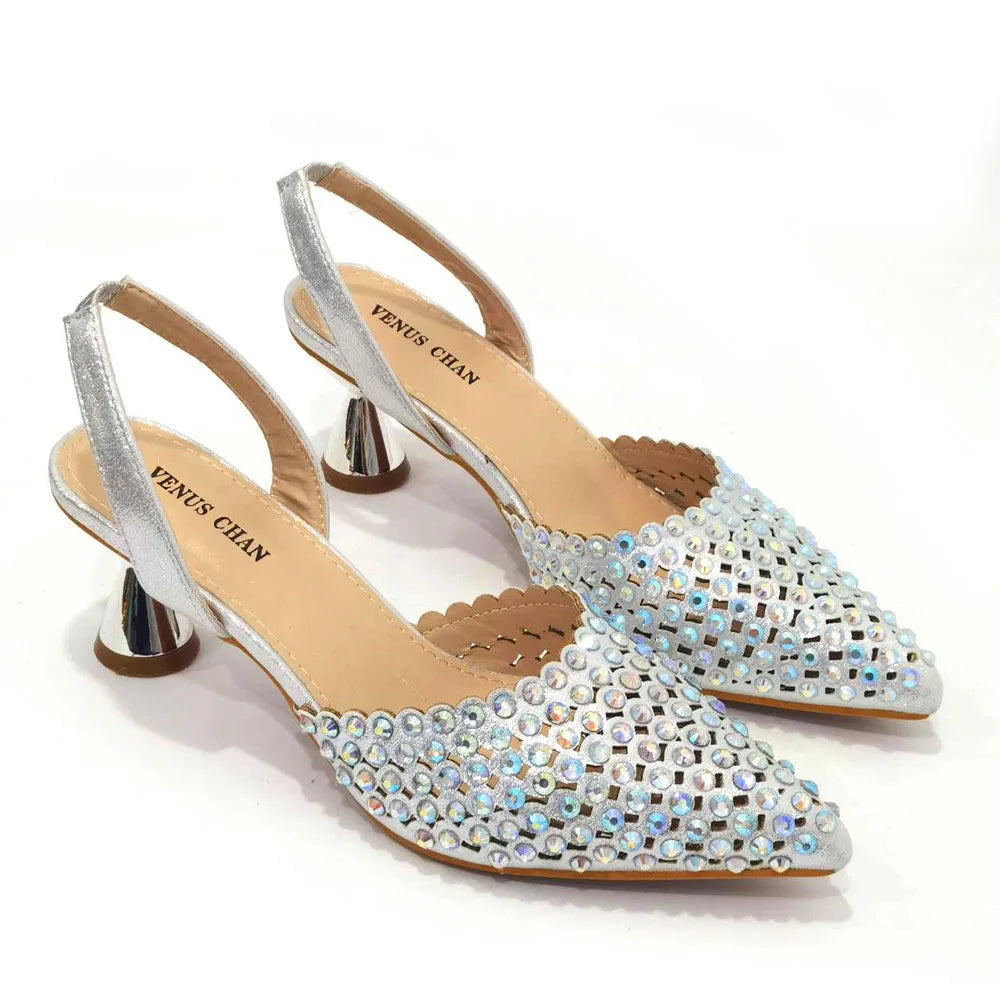 Fashion Summer 2023 Beads Decorated Muffin Bottom Sandals Wear Comfortable And Versatile Elegant Ladies Shoes And Bag Set