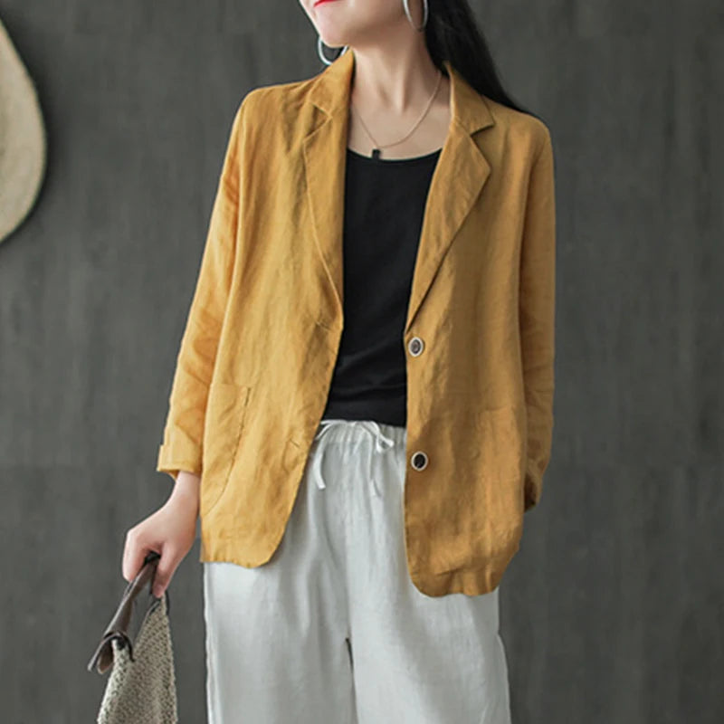 Elegant Solid Blazer Women Autumn Overcoats ZANZEA 2023 Casual Long Sleeve Single Button Coats Female Lapel Outwears Oversized