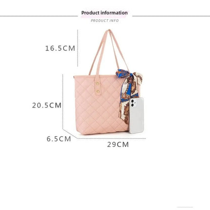 Trendy Large Capacity Embroidery Bag with Scarf Tote Bag Shoulder Bags PU Bucket Bag For Women