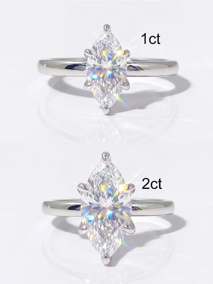 Luxury Fashion 1CT Real Marquise Moissanite Diamond Wedding Engagement Rings for Women 925 Sterling Silver Fine Jewelry