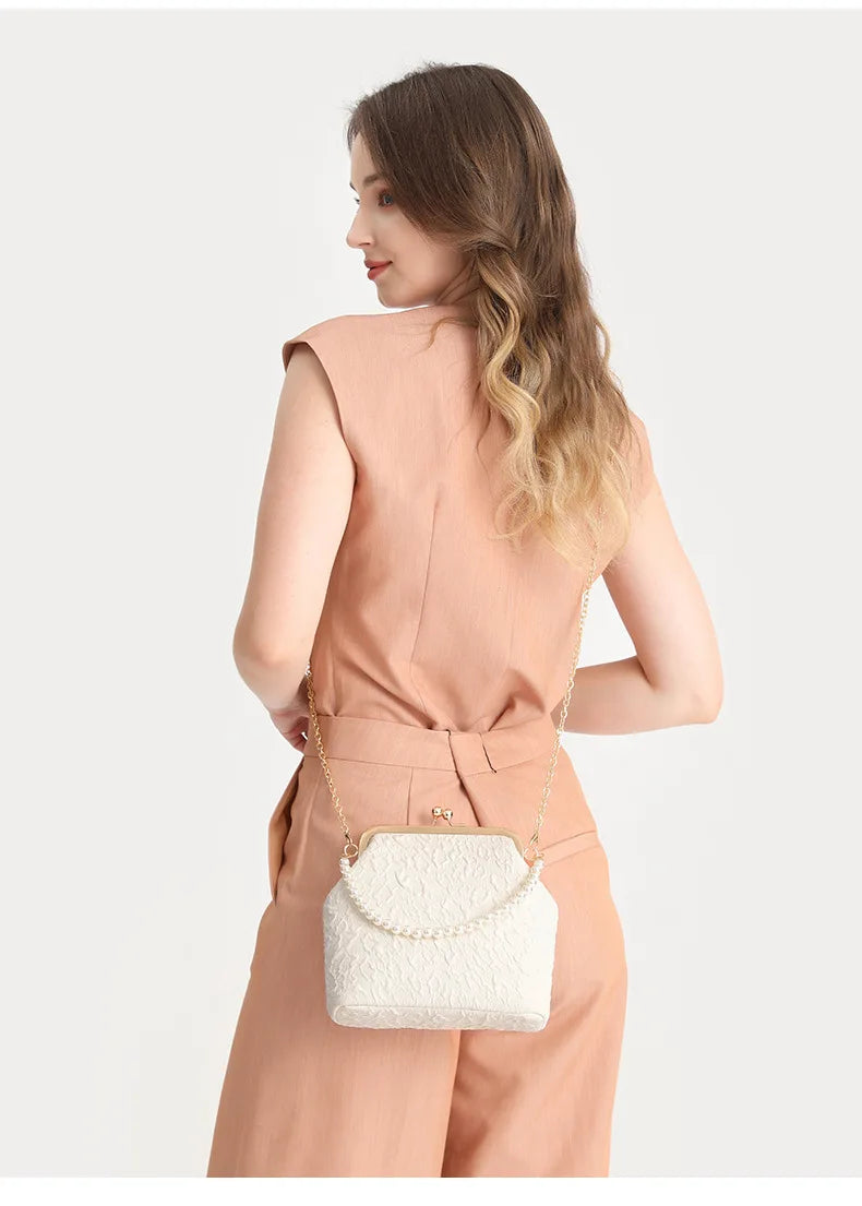 Mobile Phone Bags Pearl Chain Crossbody Bag for Women Shoulder Bags Makeup Bag Purse and Handbags Mother Kids Bag for Girl Сумка