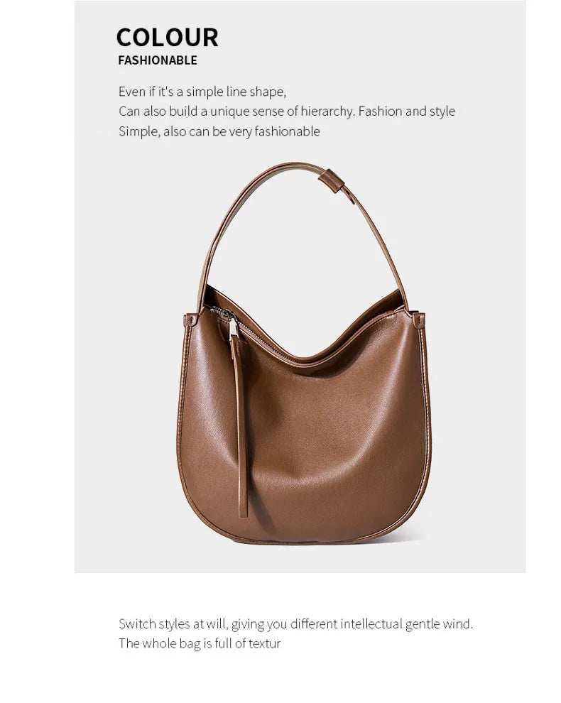 Women's Genuine Grade Cow Leather Bag Luxury Designer Ladies Shoulder Crossbody Purse Bag Female Cowhide Large Capacity Tote Bag