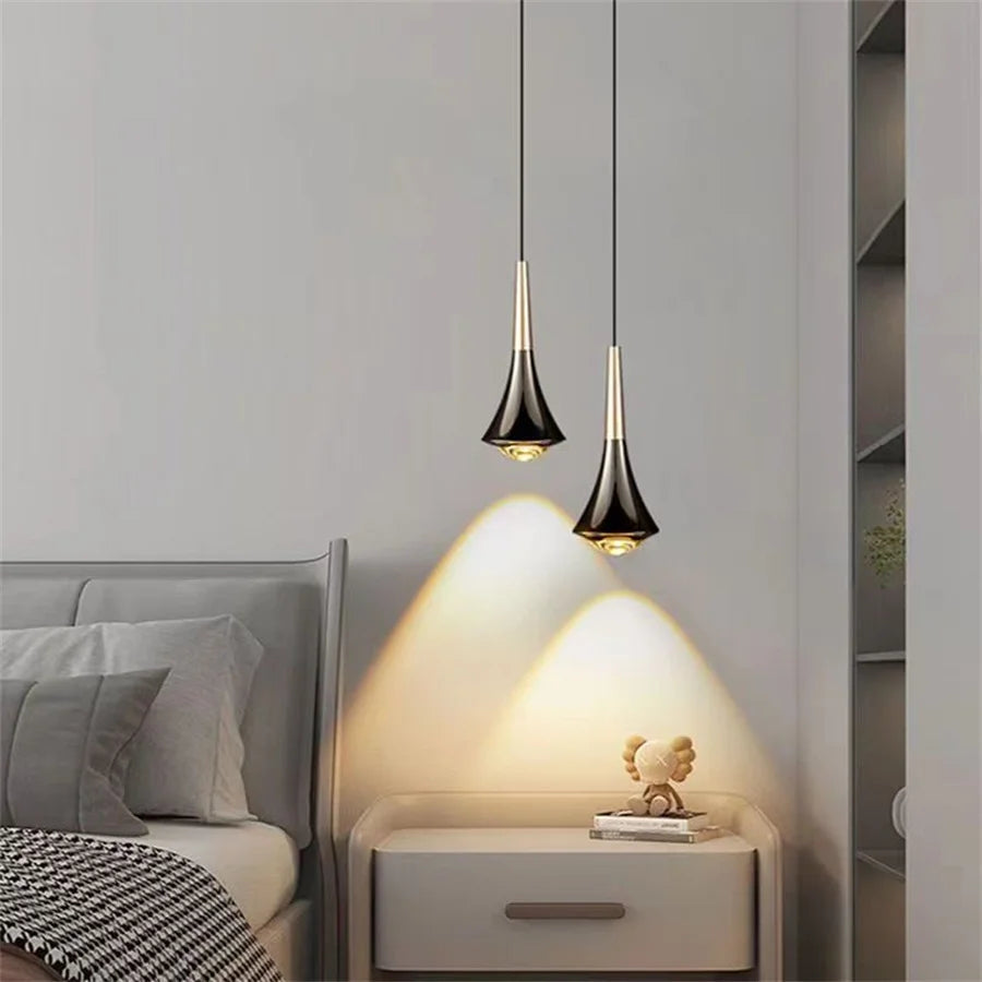 Luxury Waterdrop Bedroom Bedside LED Pendant Lights Kitchen Island Bedroom bar Table Dining Room Hanging Light Home Chandelier