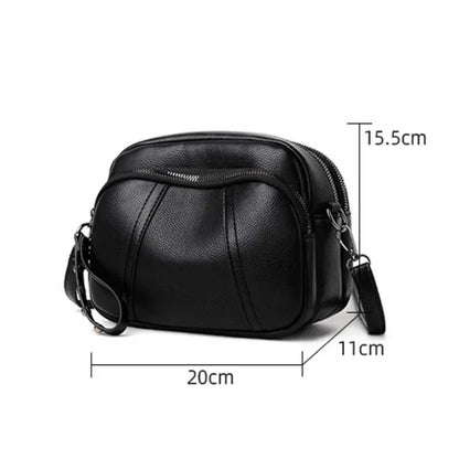 Fashion Soft Leather Crossbody Bags for Women 2026 Casual Female Multi Pocket Messenger Bags Retro Handbags Ladies Shoulder Bags
