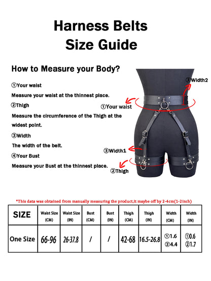 Women's PU Leather Harness Belt Gothic Punk Fashion Belt Adjustable Decorative Leg Belt for Daily Wear Leisure Accessories