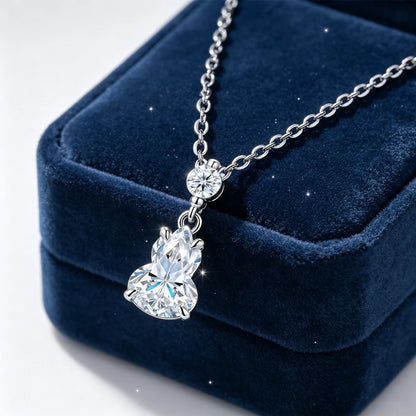 925 Sterling Silver Moissanite Pendant Necklace Sparkling D VVS1 Chain Exquisite Gourd Shape Design Moissanite Gemstone Necklace For Women Wonderful Birthday Engagement Anniversary Valentine’S Day Gift For Girl Friend Wife