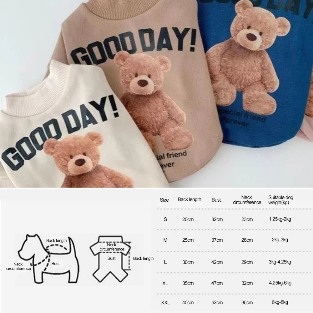 Autumn Winter Puppy Hoodie Clothing Cartoon Bear T Shirt Vest Cat Sweater with Pocket Big Dog Sport Shirt Pet Vest Pet Clothes