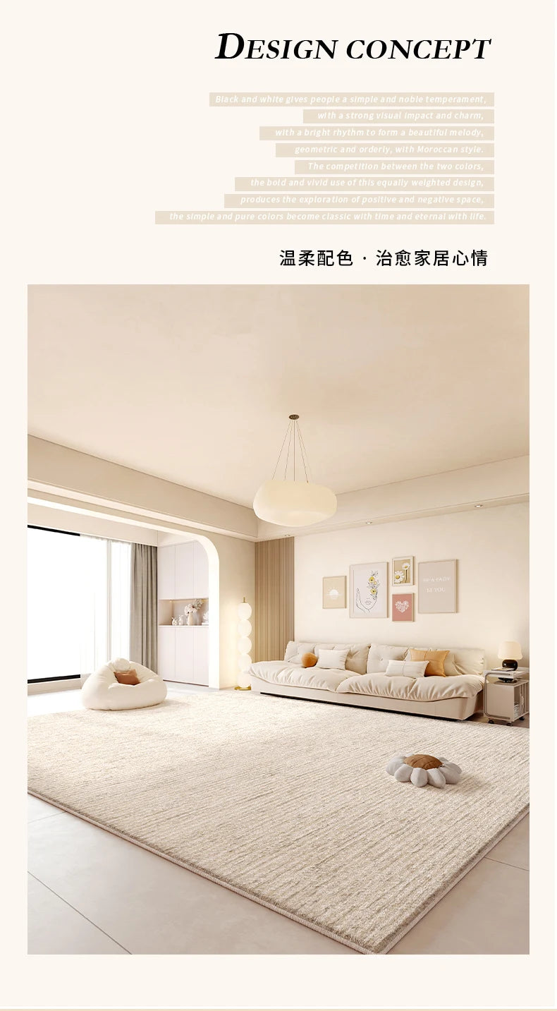 Cream Style Living Room Decoration Rug Light Luxury Rugs for Bedroom Fluffy Soft Cloakroom Carpet Household Washable Floor Mat