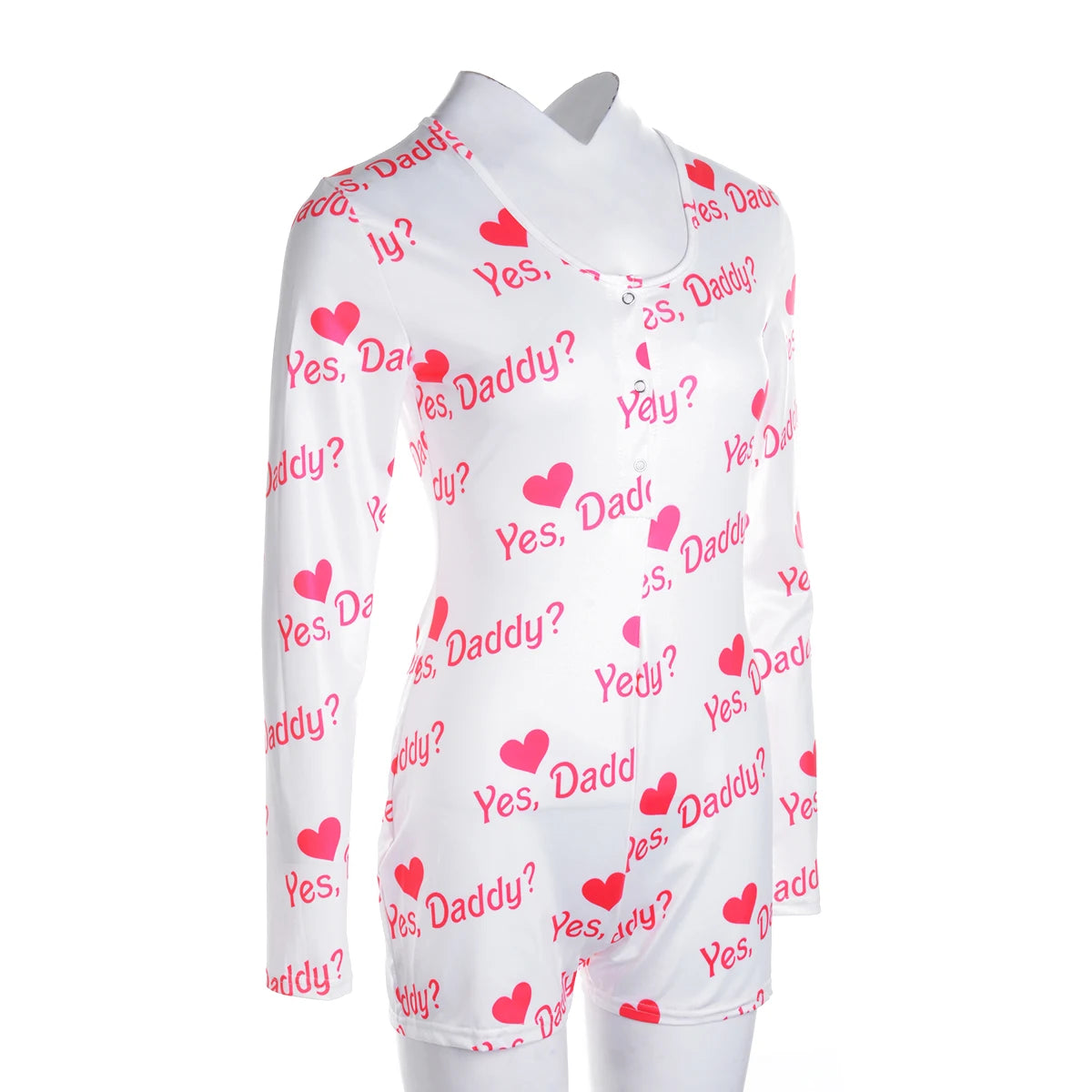 Combhasaki Women's Y2K Long Sleeve All-over Print Slim Sleepwear Jumpsuit Half Button O-neck Loungewear Bodysuit Shorts Romper