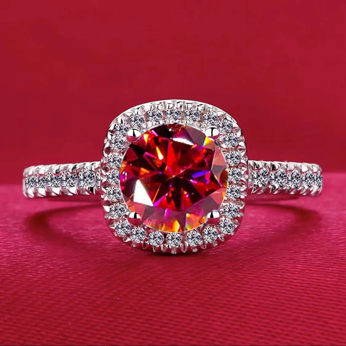 Best-selling 925 sterling silver 1-carat diamond square ring, suitable for engagement, proposal or party wear, stylish and versa