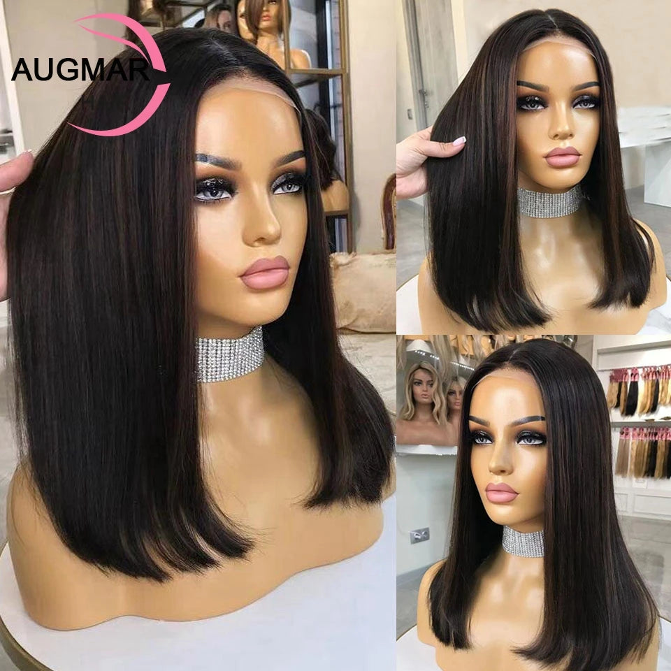 Ash Blonde 360 Lace Front Wig Brown Highlight Bob Wig Human Hair 13x6 HD Lace Frontal Wig Straight Lace Front Human Hair Wig