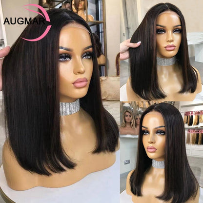 Ash Blonde 360 Lace Front Wig Brown Highlight Bob Wig Human Hair 13x6 HD Lace Frontal Wig Straight Lace Front Human Hair Wig
