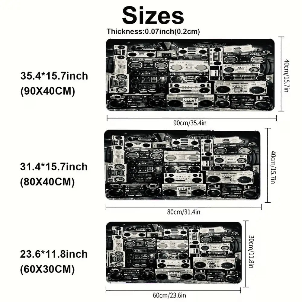 Large Retro Cassette Tape Gaming Mouse Pad NonSlip Rubber Base Keyboard Desk Mat Vintage Desktop Mousepad Gamer Office Table Mat
