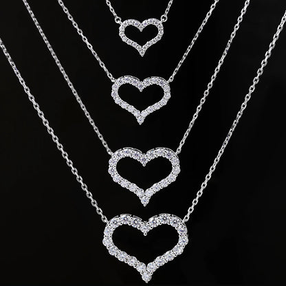 FEOBUR 2ct Moissanite Heart Pendant Necklace for Women 925 Sterling Silver Lab Diamond Neck Chain Girls Birthday Gift Jewelry