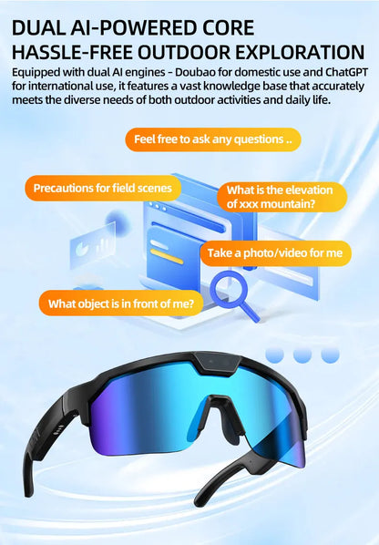 AI Smart Glasses 2026 New, 1200P HD Camera, 30MP Photo, Real Time Translation, Voice Control, Wireless 5.3 for Outdoor Vlog Use