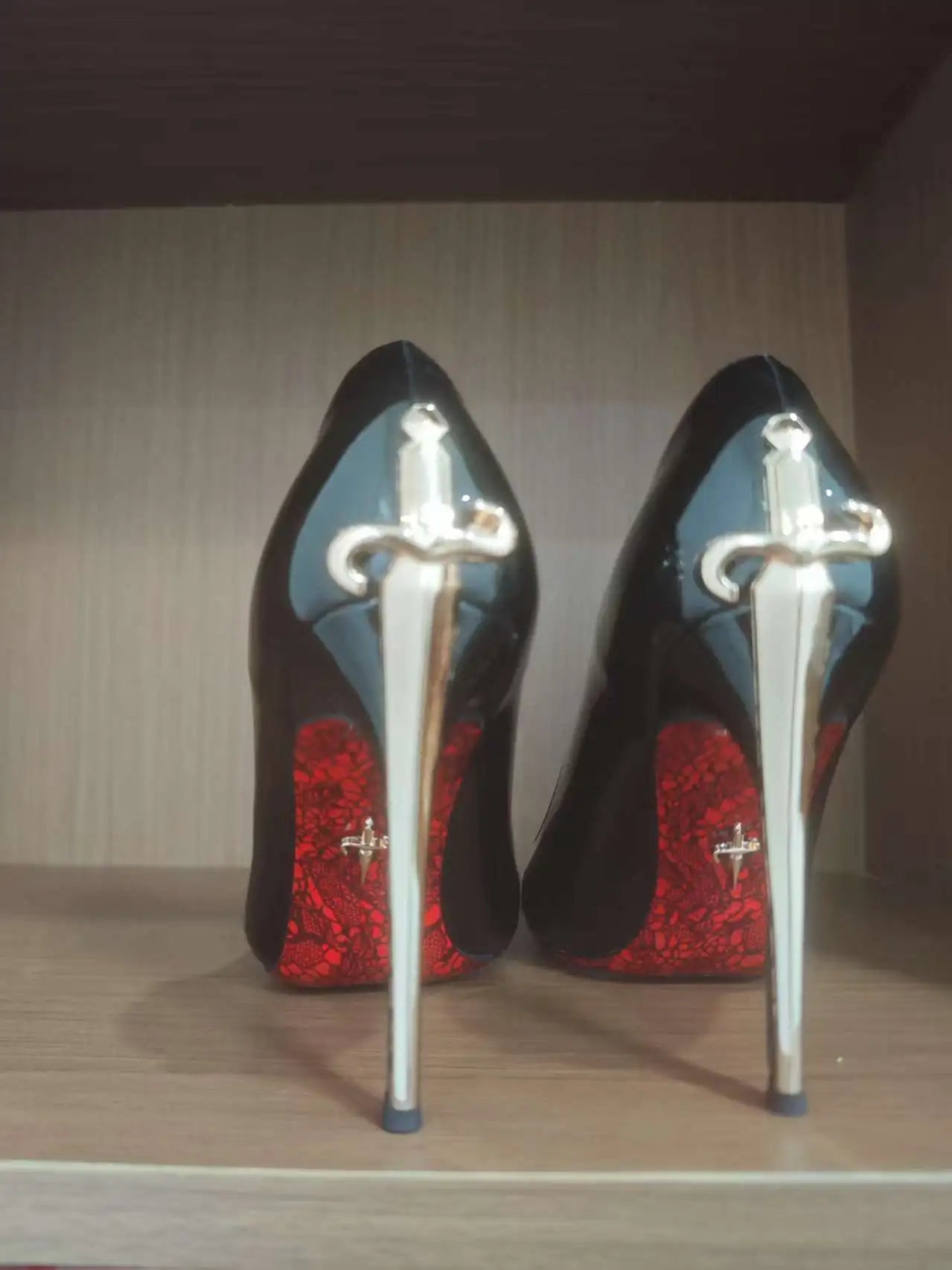 8CM-10CM Fashion Womens High Heel High Quality Metal Scepter Stiletto Pointed Leather Women Shoes Premium Single Shoes for Women