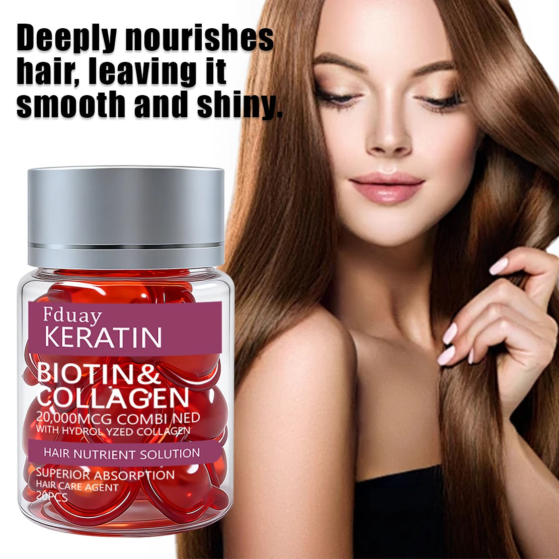 Biotin and collagen hair care essence, containing jojoba seed oil, thick hair essential oil, softening, hair loss smoothing, hai