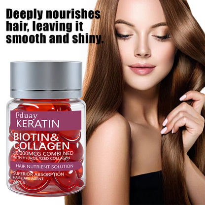 Biotin and collagen hair care essence, containing jojoba seed oil, thick hair essential oil, softening, hair loss smoothing, hai