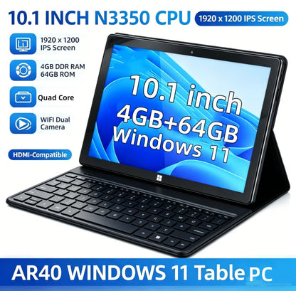 10.1 INCH 4GB DDR RAM 64GB ROM WINDOWS 11 Tablet PC AR40 N3350 CPU 1920 X 1200 IPS HDMI-Compatible WIFI Quad Core
