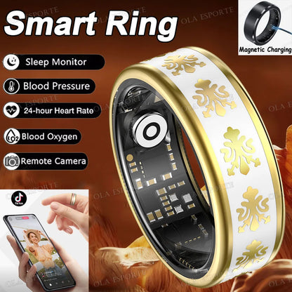 2026 Smart Ring Blood Oxygen Heart Rate Sleep Monitoring Smart Ring IP68 & 5ATM Waterproof Multi-sport Modes Smartring Man Women