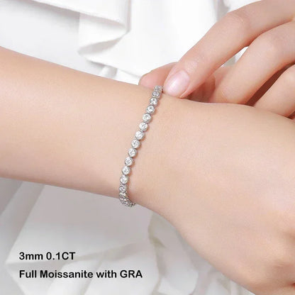 EWYA Luxury Bubble 2/3mm D Color Full Moissanite Tennis Necklace for Women S925 Silver Plated 18K Diamond Neck Chain Necklaces