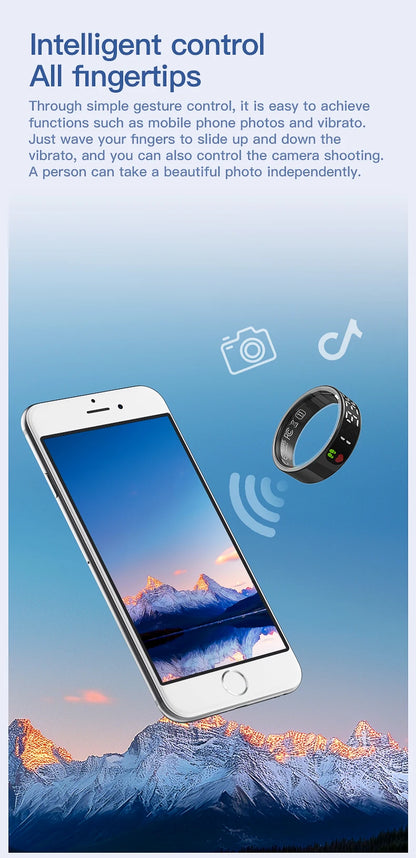 2026 New Smart Ring 5ATM Waterproof Bluetooth 5.1 Heart Rate Blood Oxygen Sleep Monitoring Men's and Women's Multi Sport Modes