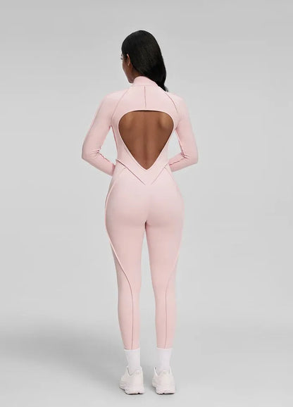 FUBEIKE Women's Yoga Set Fashion Sexy Slim Fit Long Sleeve Zipper Sports Gym Workout Legging Bodysuits Outdoor Activewear