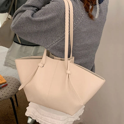 Luxury Designer Women's Soft PU Leather 2-in-1 Shoulder Tote Bag Set Big Capacity Branded Shopper Handbags Gray Blue PinkTan