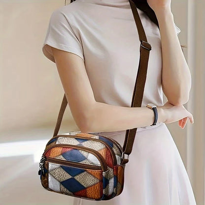 Daily Wear Vintage Check Small Shoulder Crossbody Bag Lightweight Design, Portable Handbag for Ladies Casual Street Matching